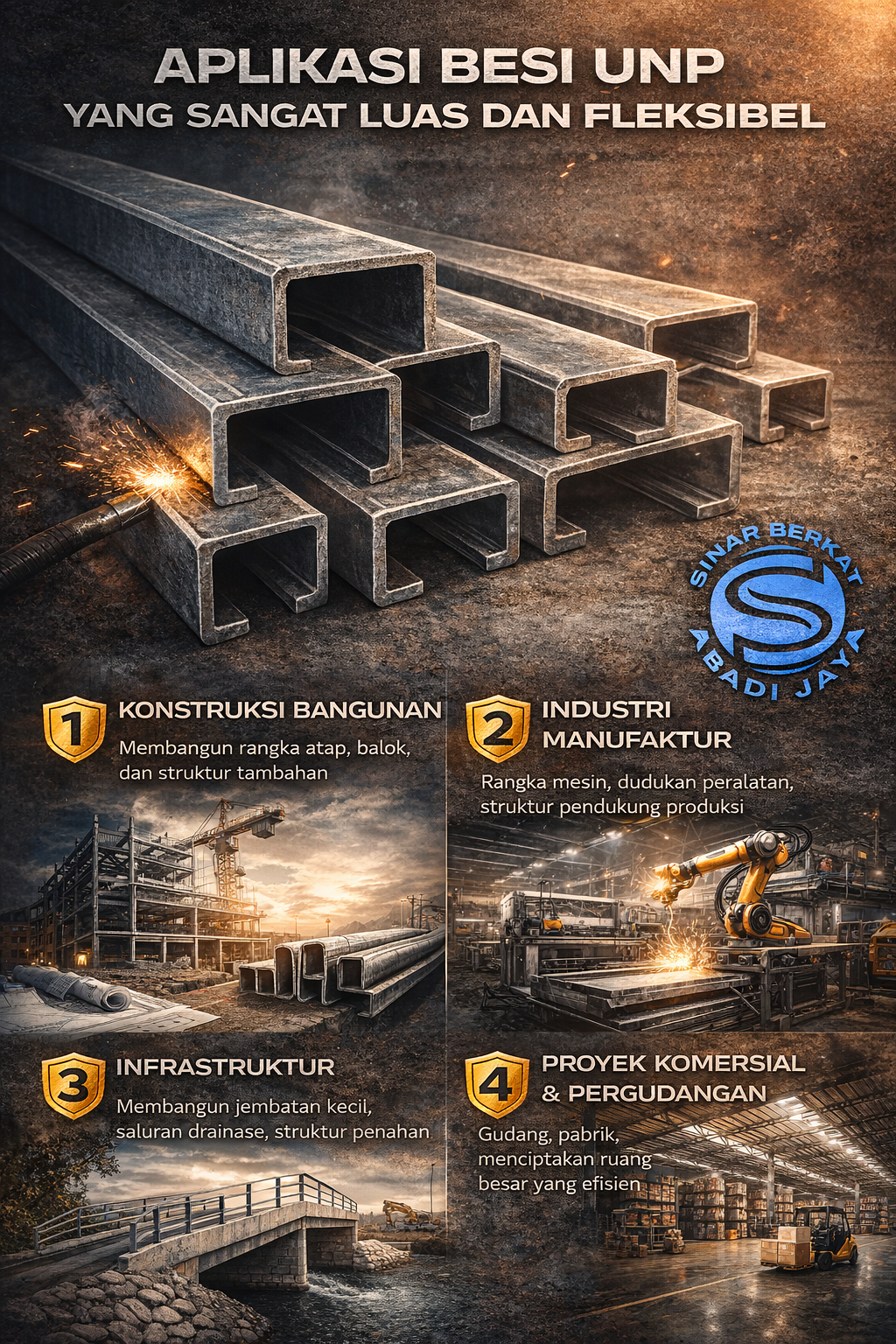 Aplikasi Besi UNP yang Sangat Luas dan Fleksibel. pipaseamless.co.id