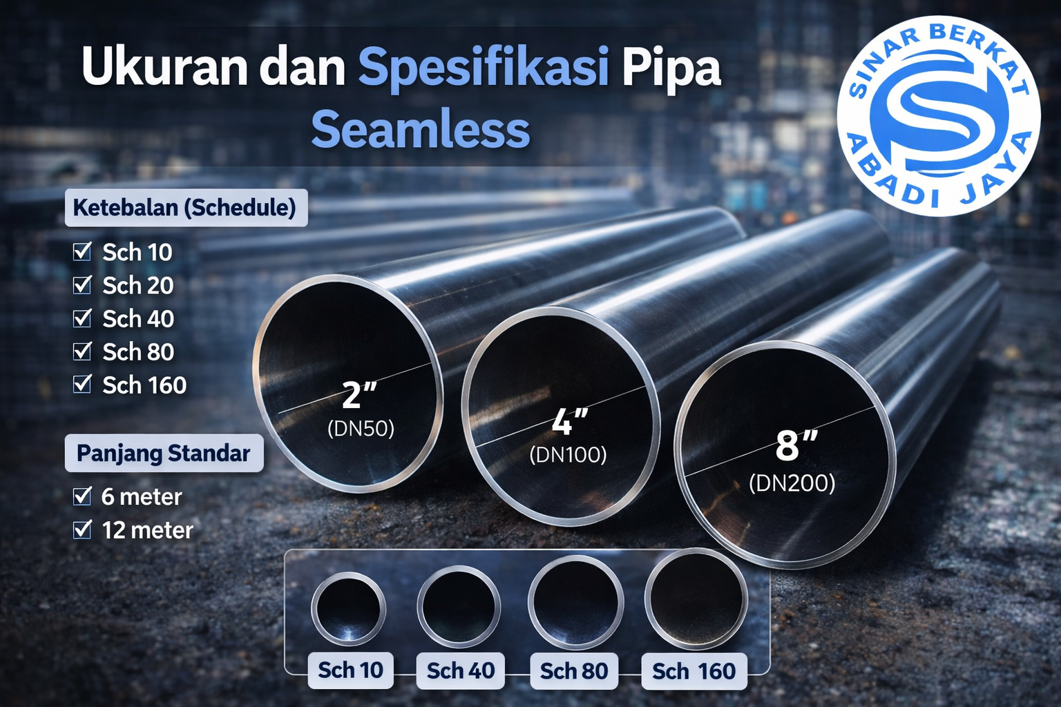 Ukuran dan Spesifikasi Pipa Seamless. pipaseamless.co.id