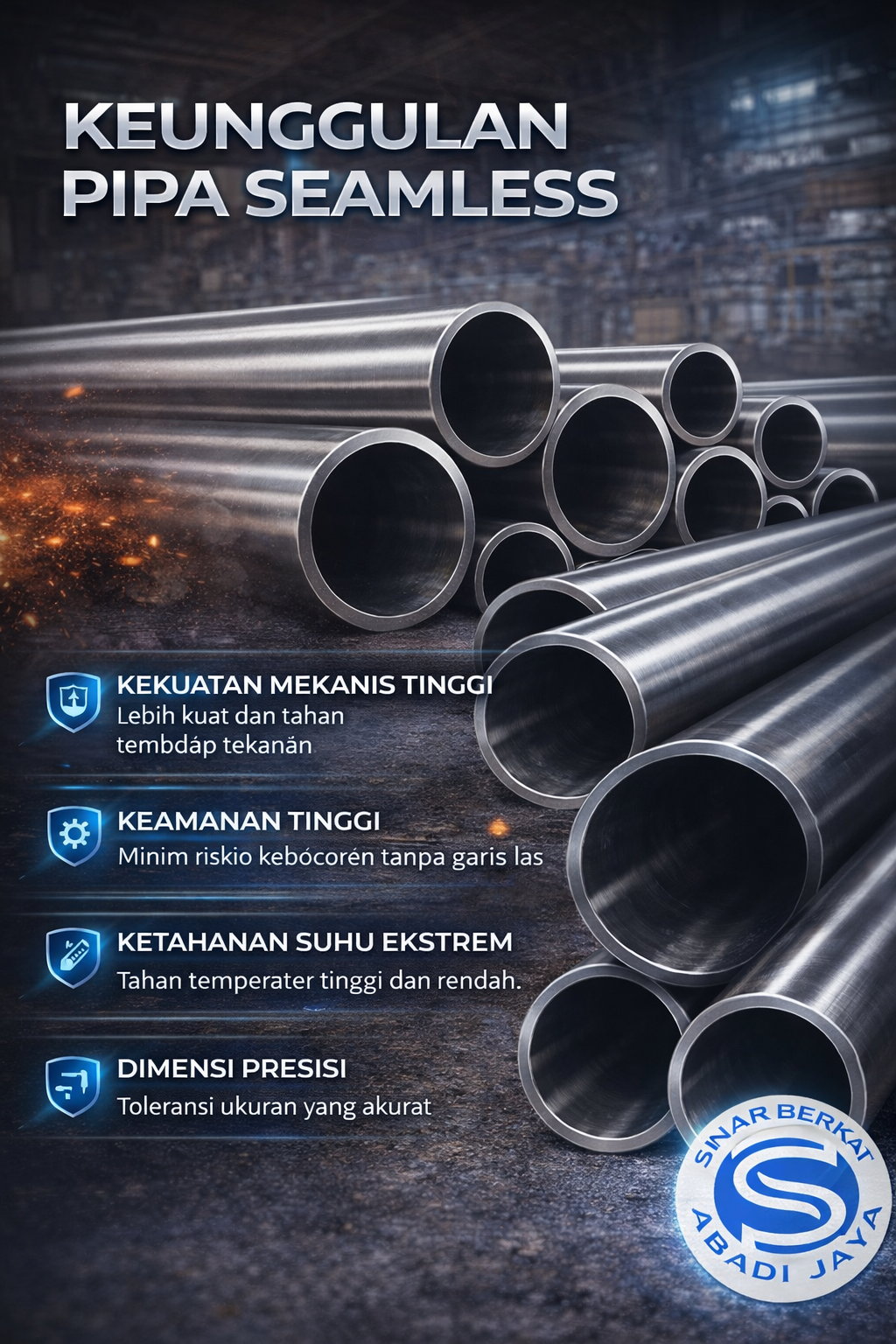Keunggulan Pipa Seamless. PT. SINAR BERKAT ABADI JAYA SAKTI