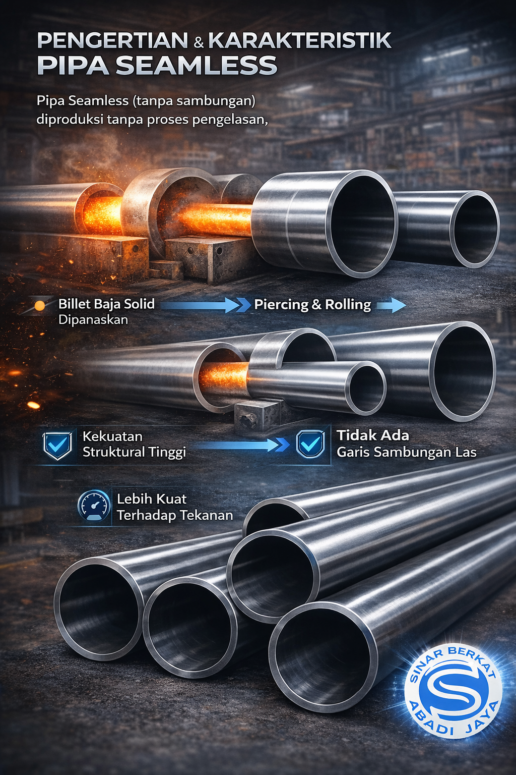 Pengertian dan Karakteristik Pipa Seamless. PT. SINAR BERKAT ABADI JAYA SAKTI