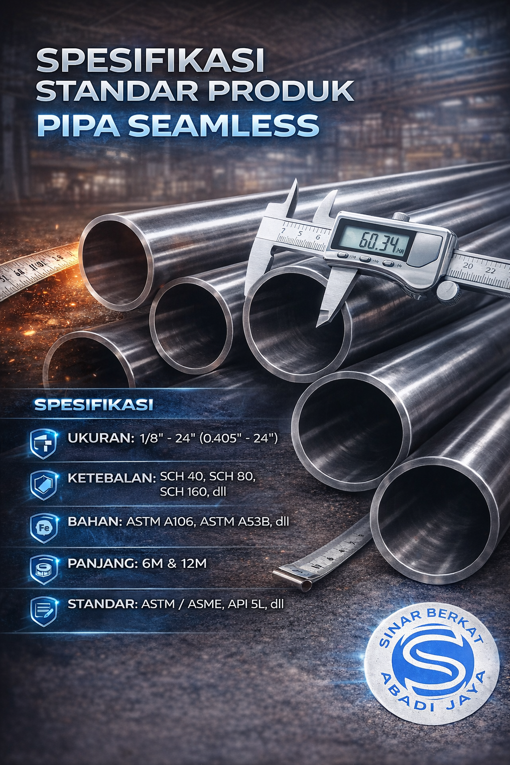 Spesifikasi Standar Produk Pipa Seamless. PT. SINAR BERKAT ABADI JAYA SAKTI